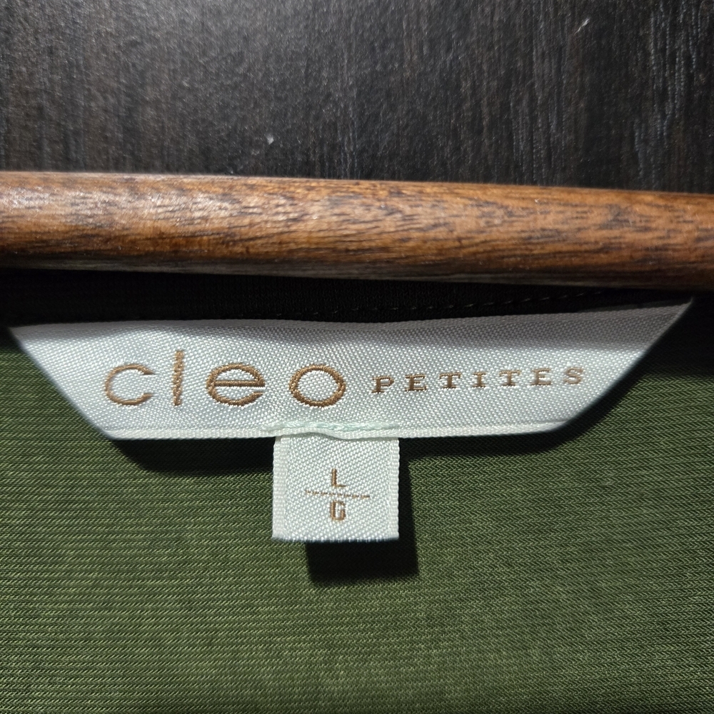 Cleo Forest Green Women's Blouse Button Detail Peplum Size Large Petite - Picture 6 of 8